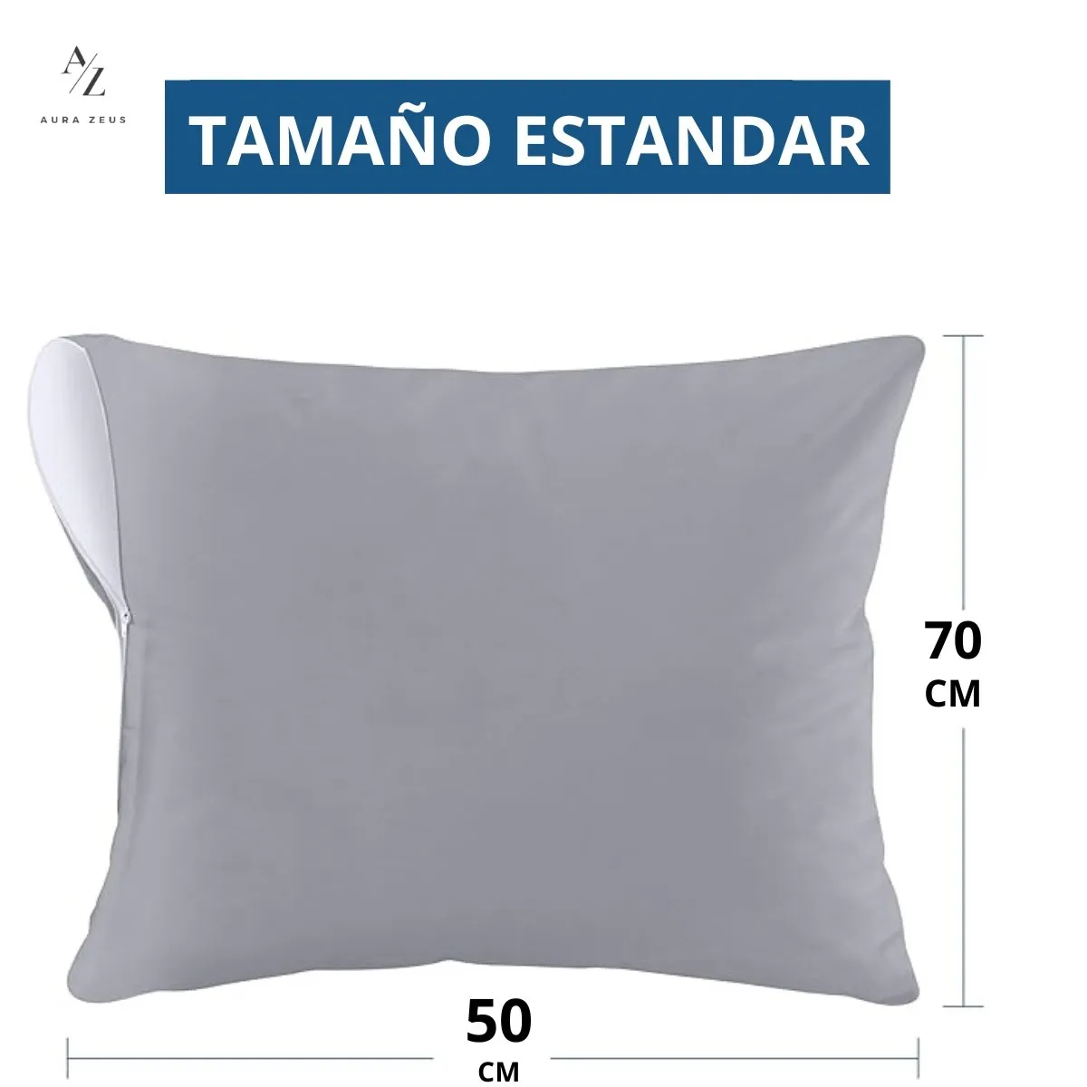 AZ AURAZEUS - Set De 2 Fundas Para Almohadas Impermeables 50x70 Antimanchas Gris AZ