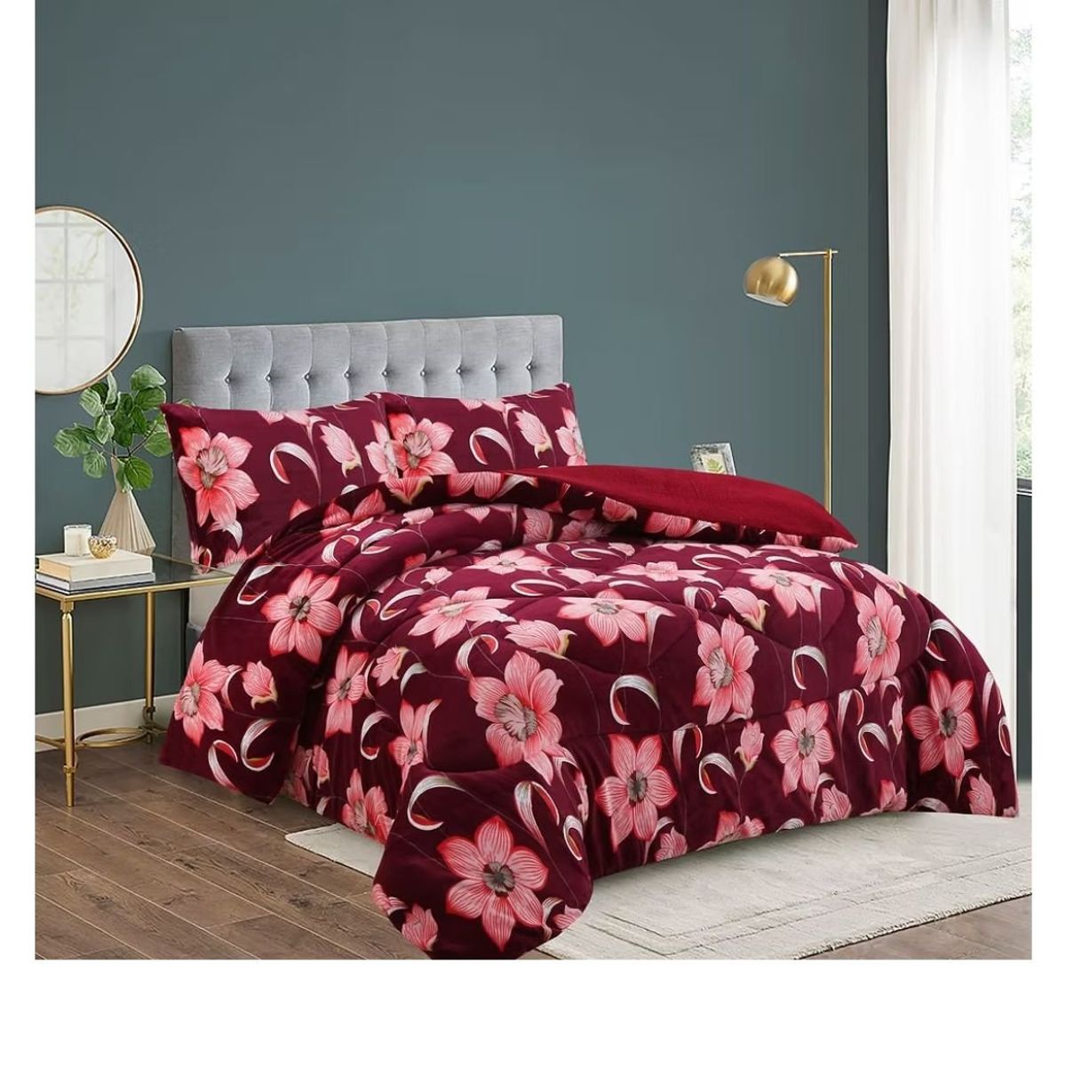 GENERICO - Cobertor Chiporro Invierno 2 Plazas - Burdeo Flores 184