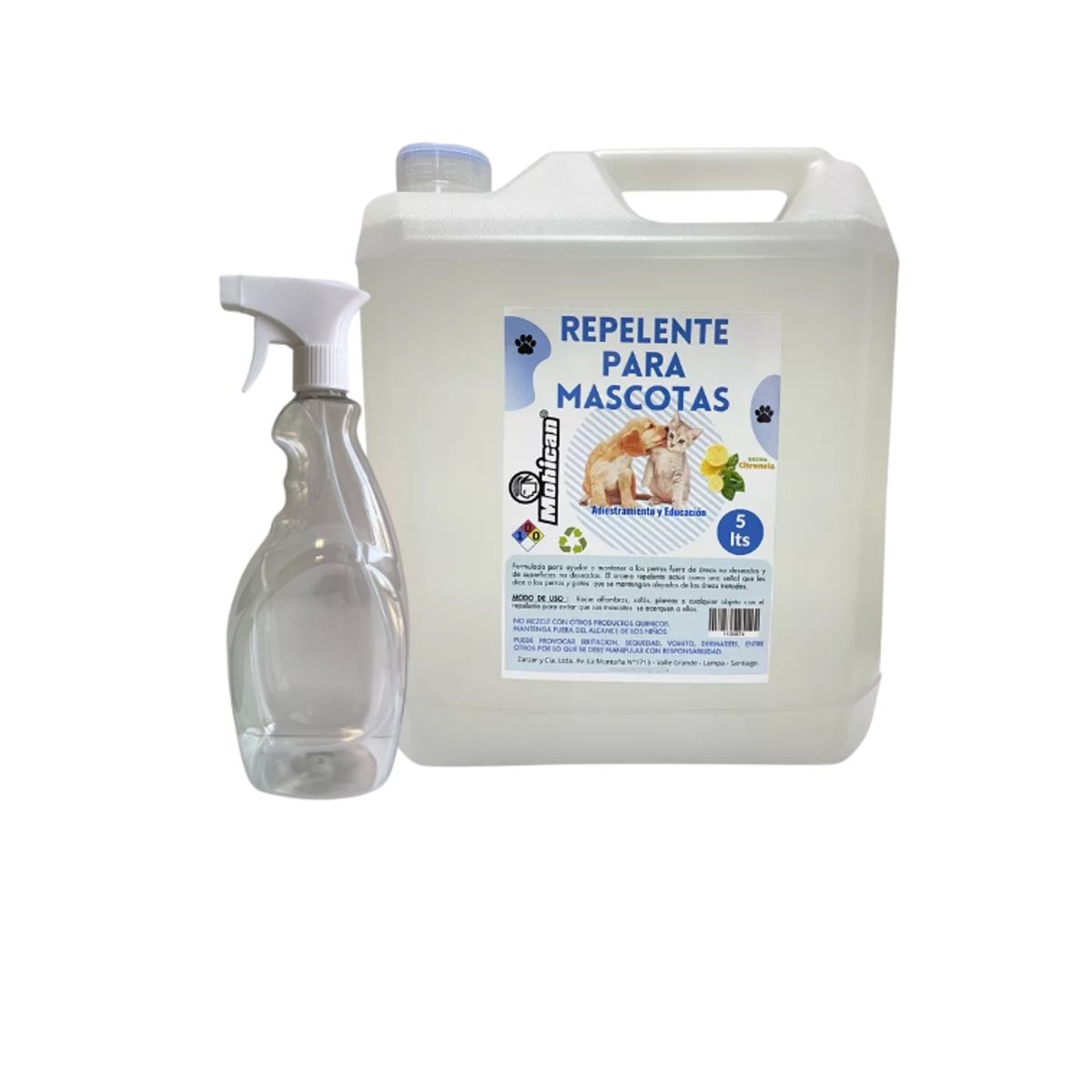 MOHICAN - PROMO REPELENTE PERROS Y GATOS LIMON 5L + ATOMIZADOR 1L