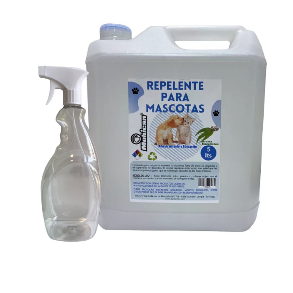 PROMO REPELENTE PERROS Y GATOS EUCALIPTO 5L + ATOMIZADOR 1L, marca MOHICAN - Foto Principal