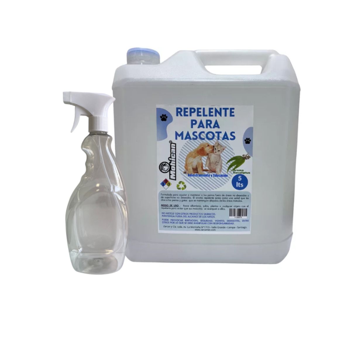 PROMO REPELENTE PERROS Y GATOS EUCALIPTO 5L + ATOMIZADOR 1L, marca MOHICAN - Foto Principal