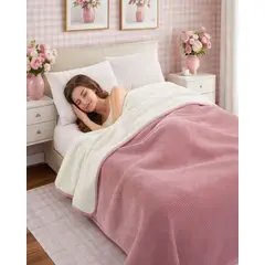 GENERICO - MANTA FRAZADA CON CHIPORRO ELEGANTE KING 230X250cm Rosa