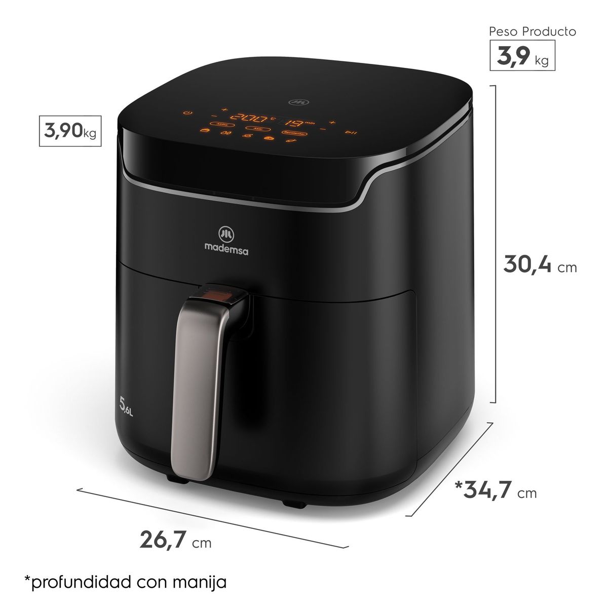 MADEMSA - Freidora de Aire Mademsa 56L Panel Digital 1400W MAF45