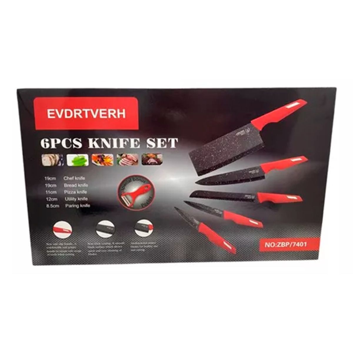 GENERICO - Set de 6 Cuchillos Profesionales para Chef y Cocina