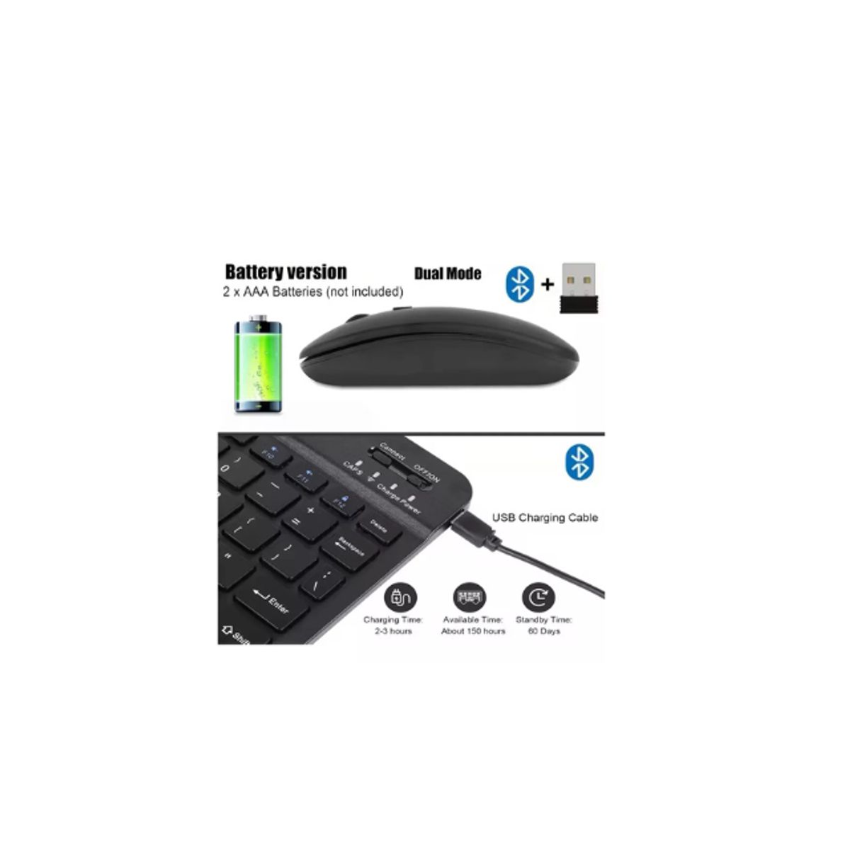 GENERICO - Kit Teclado Inalámbrico Recargable con Mouse