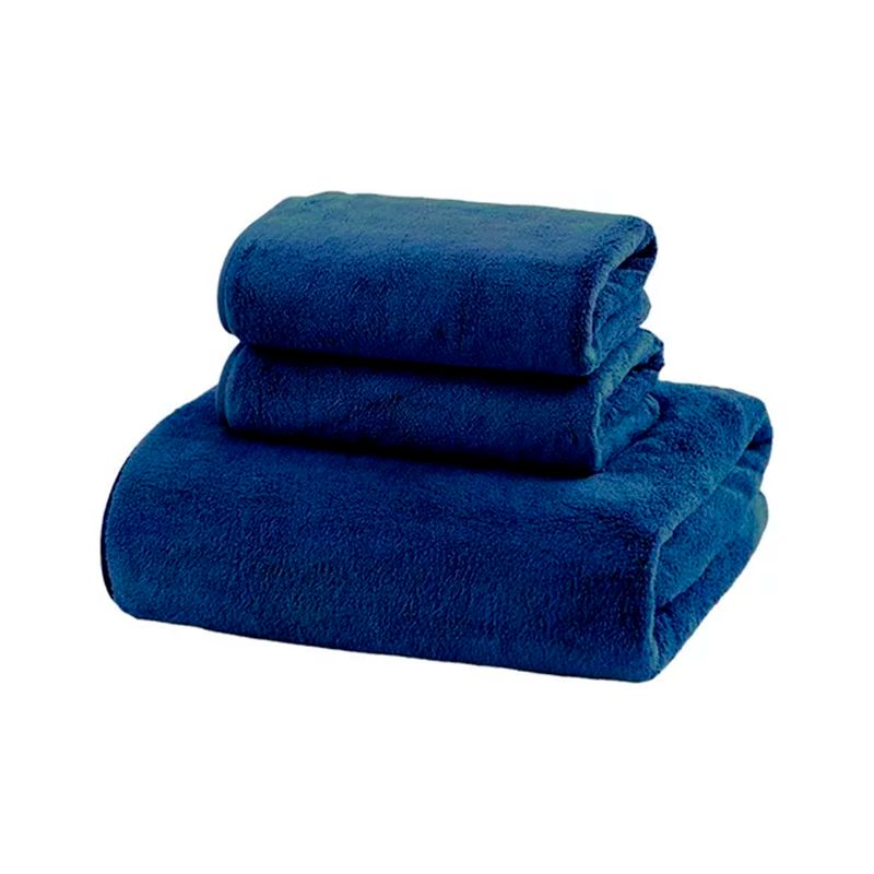 GENERICO - Set De 3 Toallas Cara Manos Cuerpo Color Azul Liso
