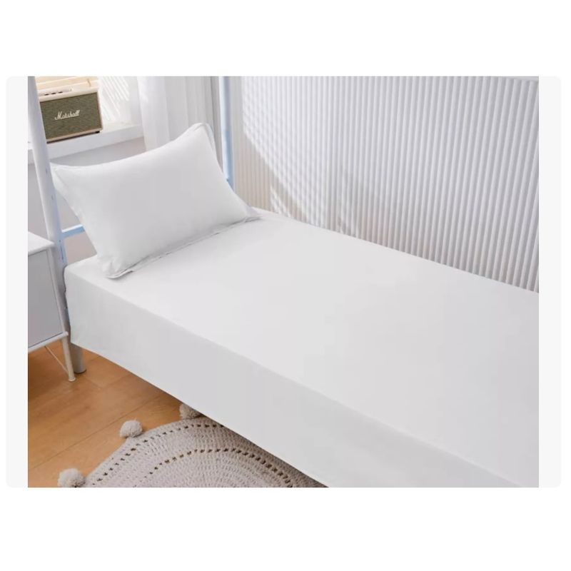 GENERICO - Set Sabanas 1 Plazas 144 Hilos Blanco