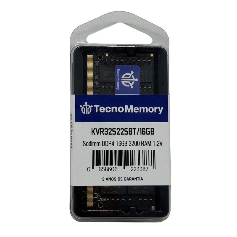 GENERICO - Memoria ram TecnoMemory Sodimm DDR4 16GB 3200Mhz KVR32S22S8T16GB