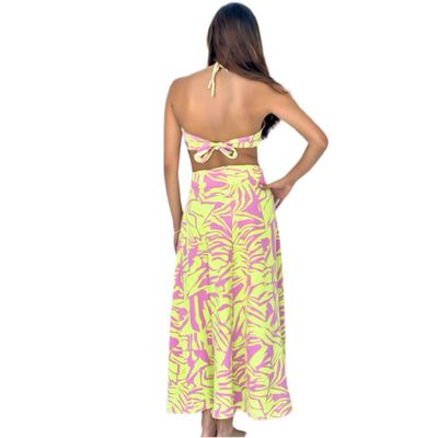 Imagen 2 del producto Vestido Maxi Amarillo y Fucsia con Espalda Descubierta - MQM