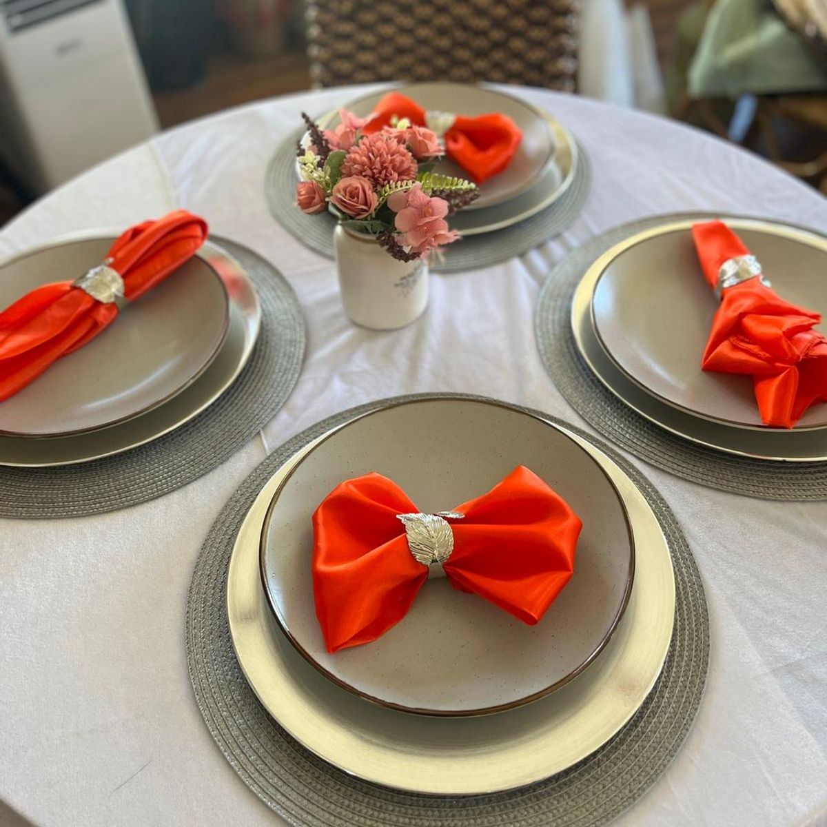 GENERICO - 6 Servilletas de raso naranja