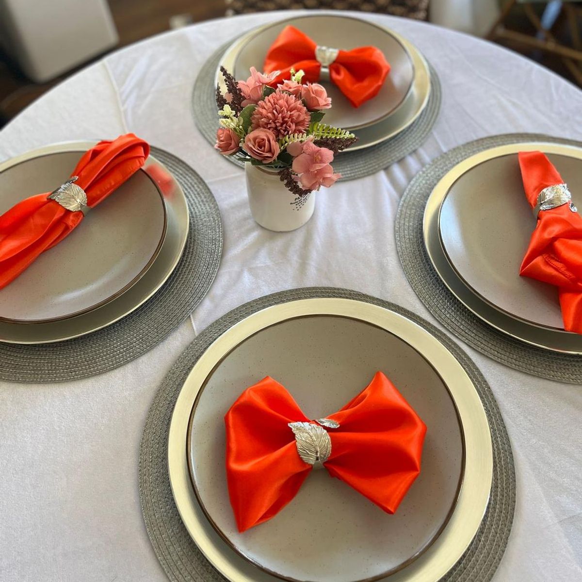 GENERICO - 6 Servilletas de raso naranja