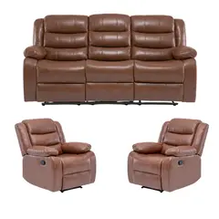 DANIELS - Living Sofá 3 Cuerpos Reclinable Roma Café + 2 Bergers KM060BR