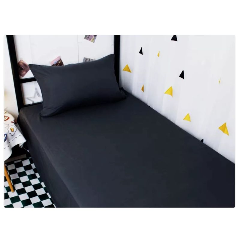 GENERICO - Set Sabanas 1 Plazas 144 Hilos negro