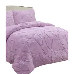 GENERICO - COBERTOR TEXTURIZADO DE HOJAS CON CHIPORRO 2 PLAZA COLOR LILA TF