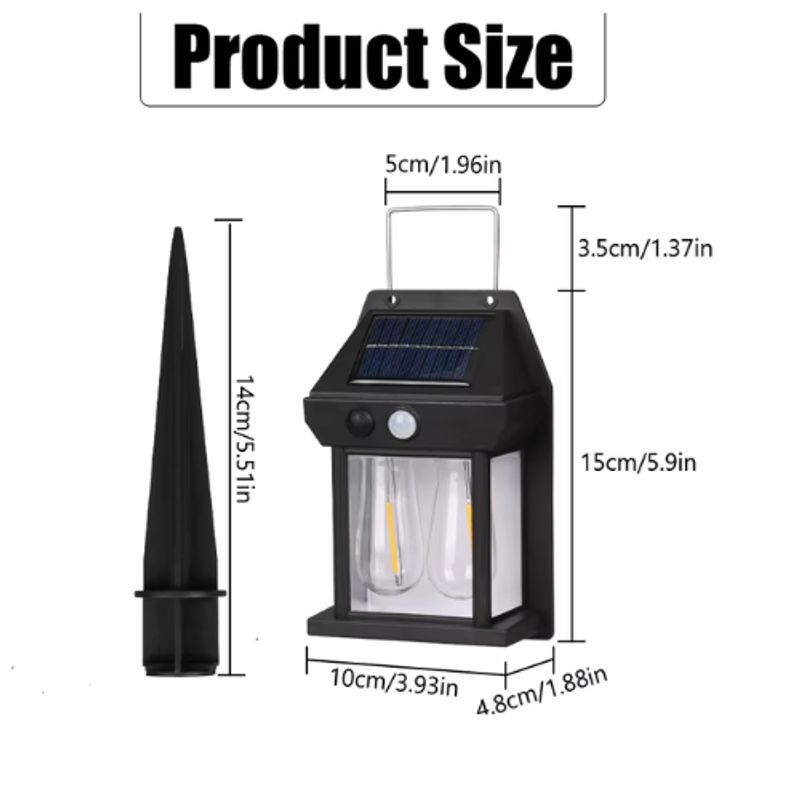 IRM - Lampara Solar De Pared o Jardin 2 Focos + Sensor Movimiento Luz Cálida