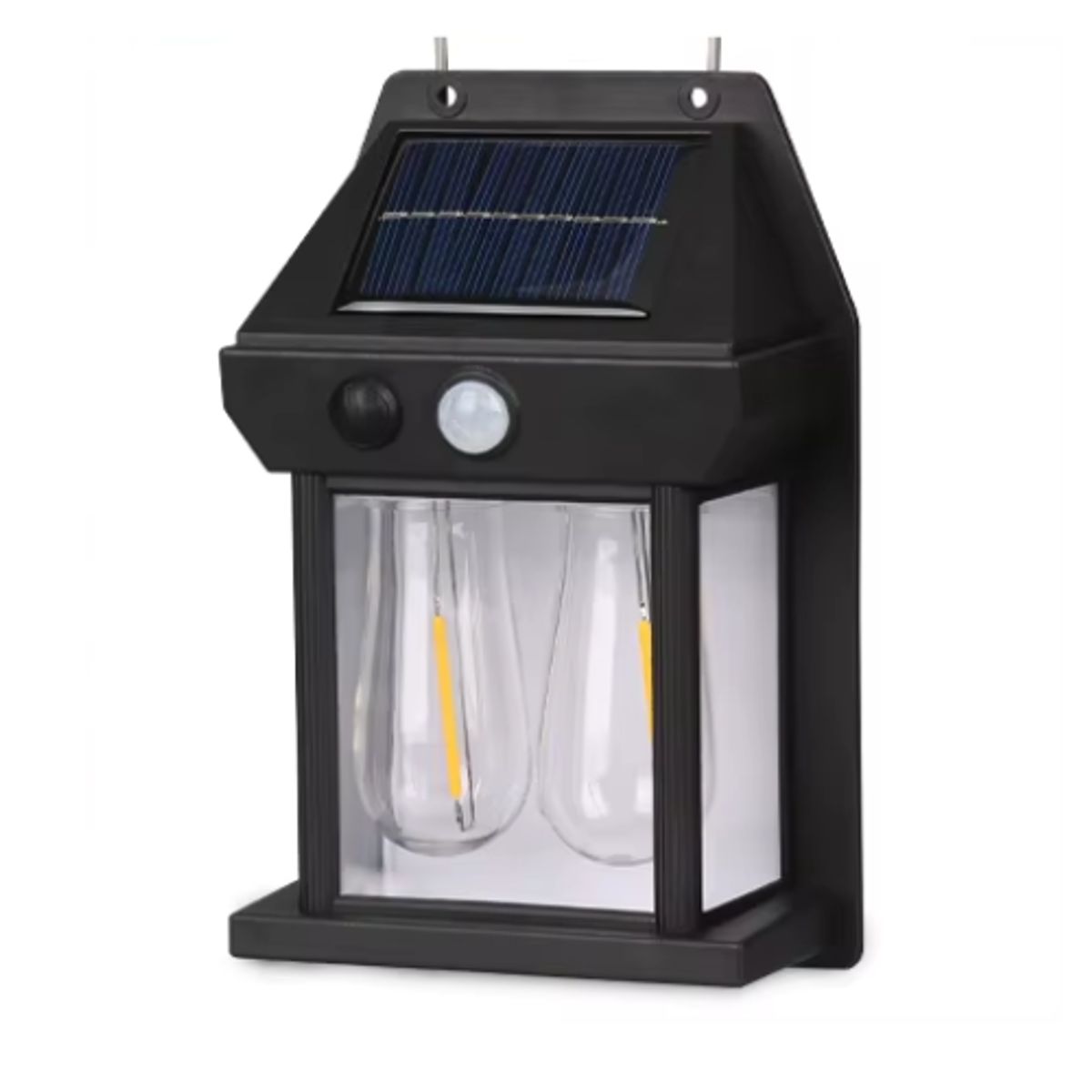 IRM - Lampara Solar De Pared o Jardin 2 Focos + Sensor Movimiento Luz Cálida