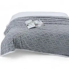 GENERICO - Frazada Con Chiporro Polar 1.5 Plazas Medida 150x200cm Gris Claro