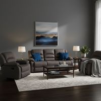 Living Sofá 3 Cuerpos Reclinable Martell Gris + 2 Bergers FG98060GR