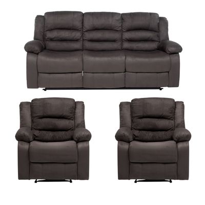 Imagen 2 del producto Living Sofá 3 Cuerpos Reclinable Martell Gris + 2 Bergers FG98060GR