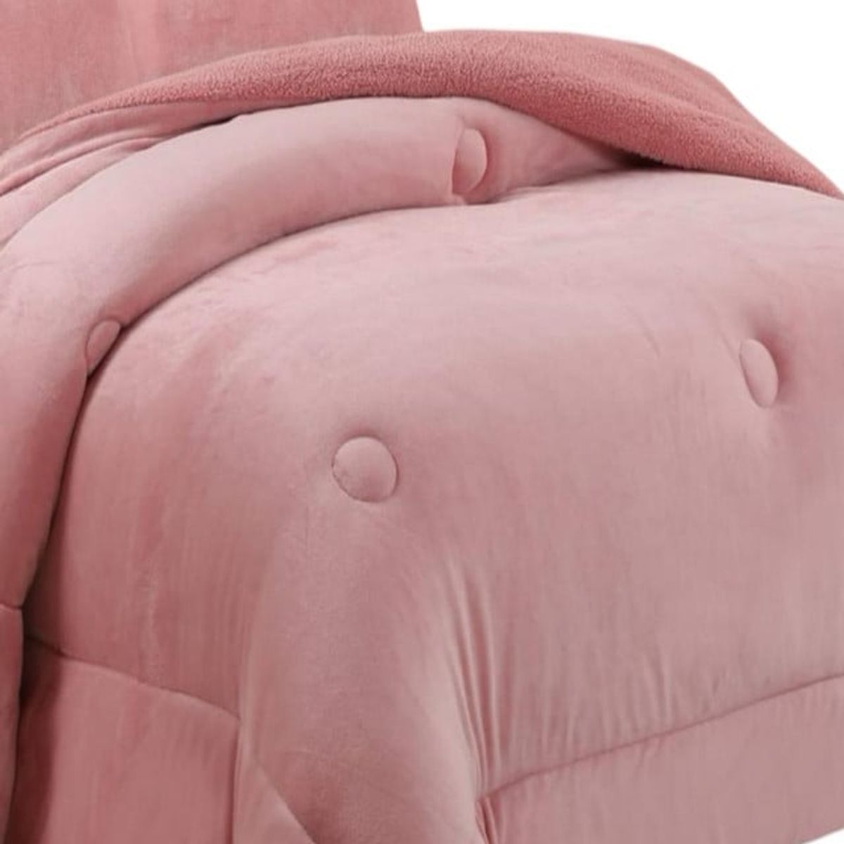 GENERICO - COBERTOR CON CHIPORRO INVIERNO 2 PLAZAS ROSA