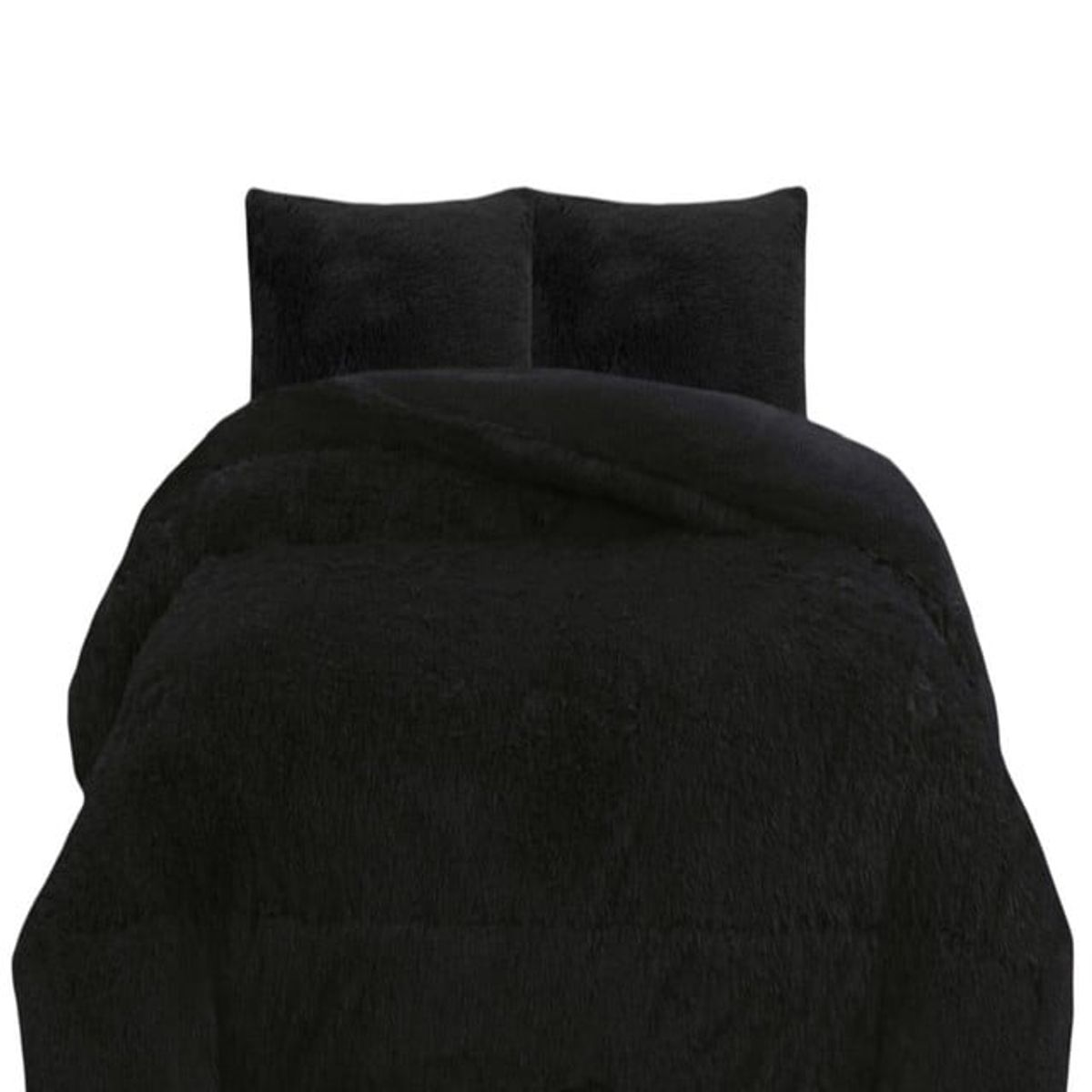 GENERICO - COBERTOR PELUDO CON CHIPORRO INVIERNO 2 PLAZAS Negro