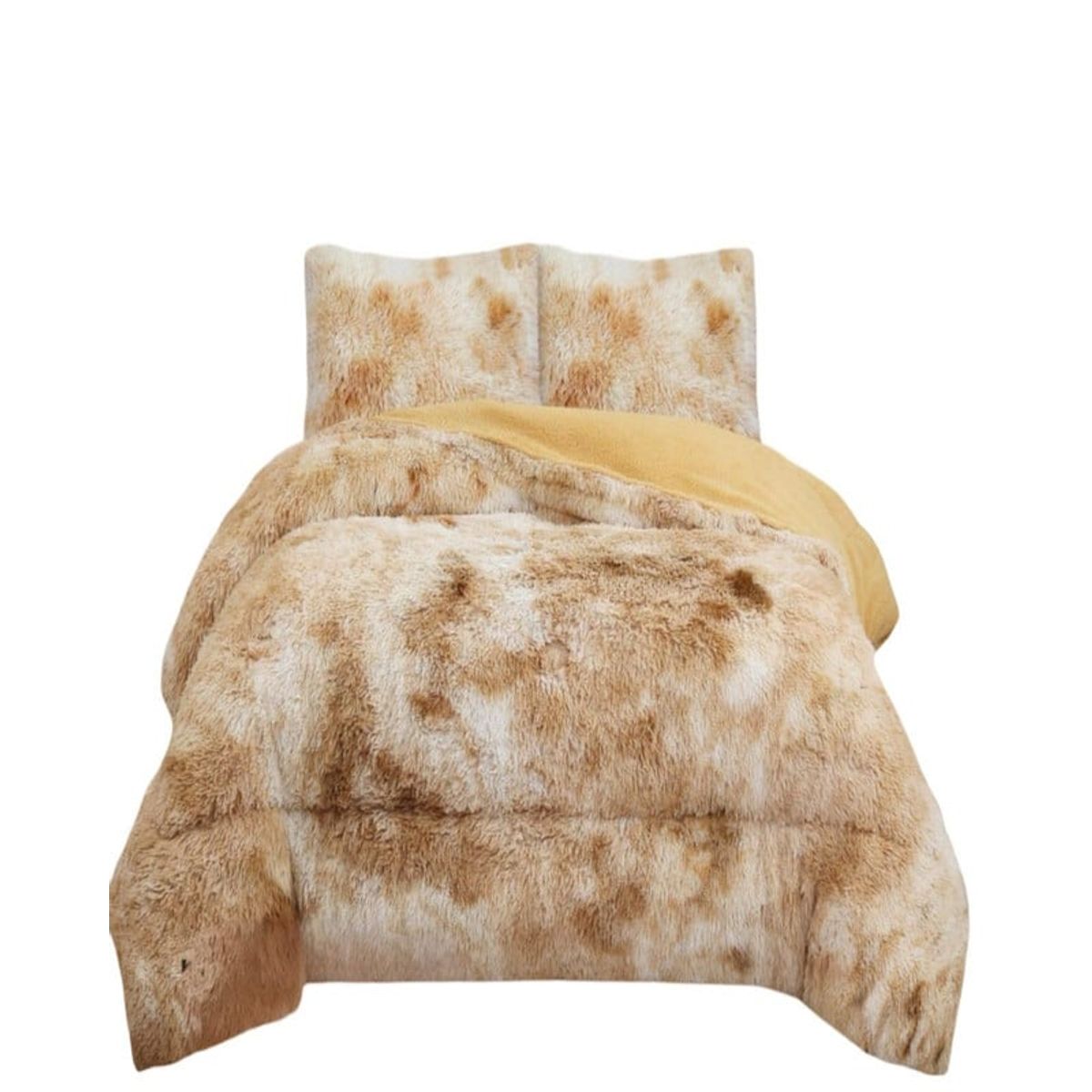 GENERICO - COBERTOR PELUDO CON CHIPORRO INVIERNO 2 PLAZAS Beige Jaspeado