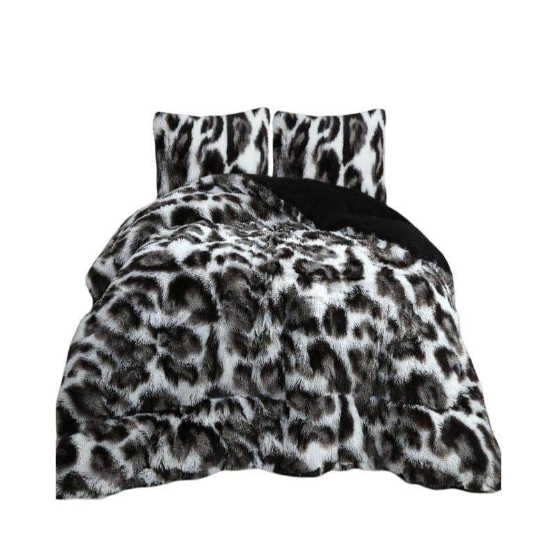 GENERICO - COBERTOR PELUDO CON CHIPORRO INVIERNO 2 PLAZAS Leopardo