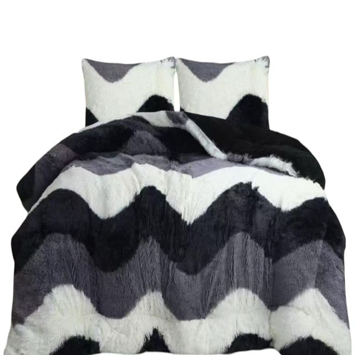 GENERICO - COBERTOR PELUDO CON CHIPORRO INVIERNO 2 PLAZAS Negro