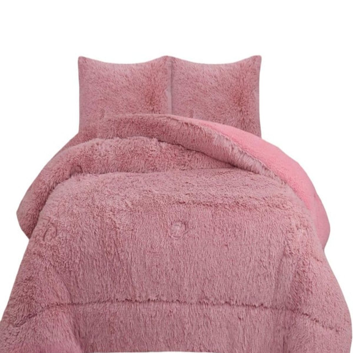 GENERICO - COBERTOR PELUDO CON CHIPORRO INVIERNO 2 PLAZAS Rosa