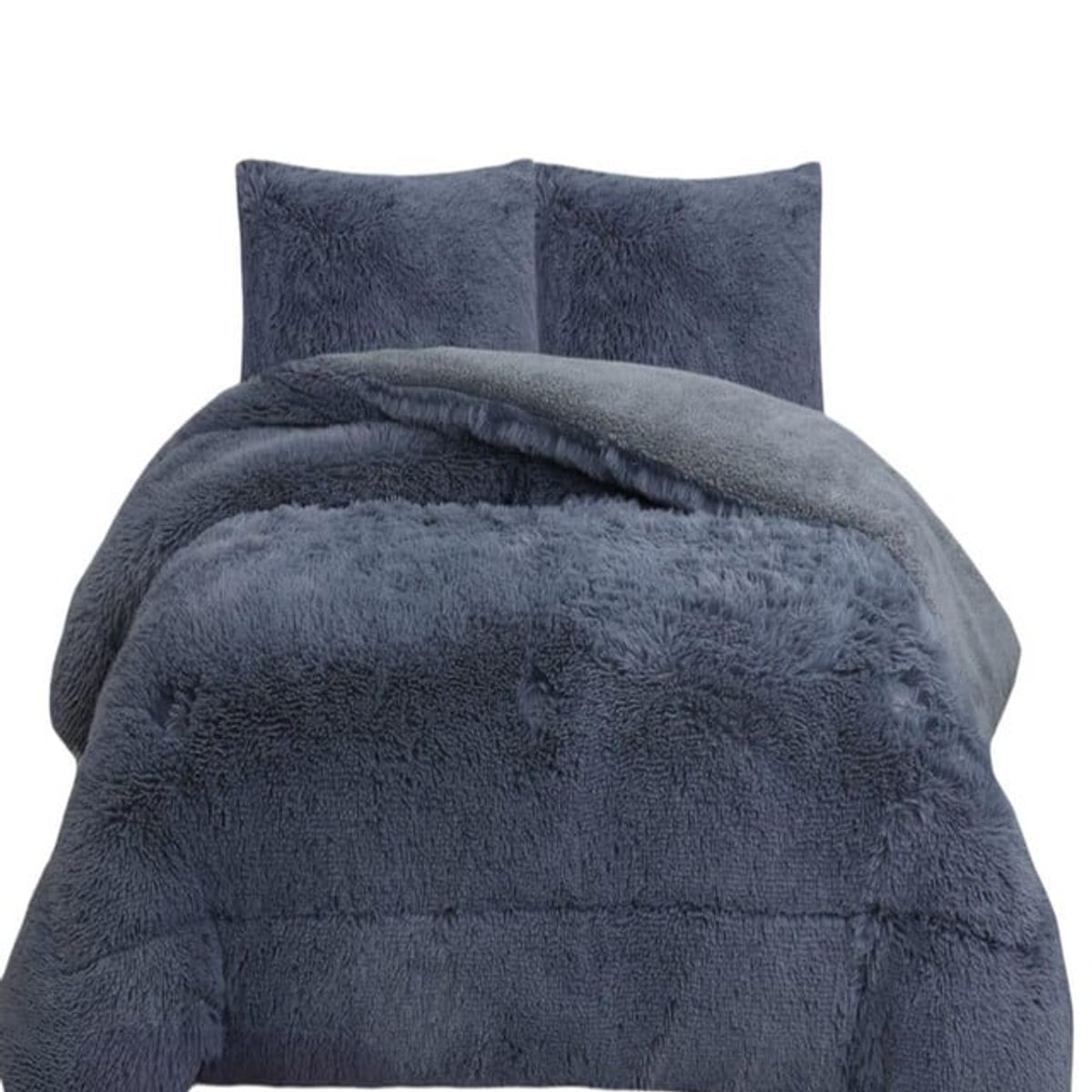 GENERICO - COBERTOR PELUDO INVIERNO  PLAZA Y MEDIA Gris