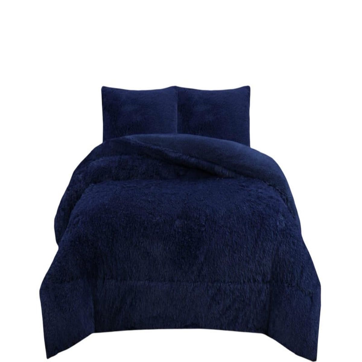 GENERICO - COBERTOR PELUDO INVIERNO  PLAZA Y MEDIA Azul