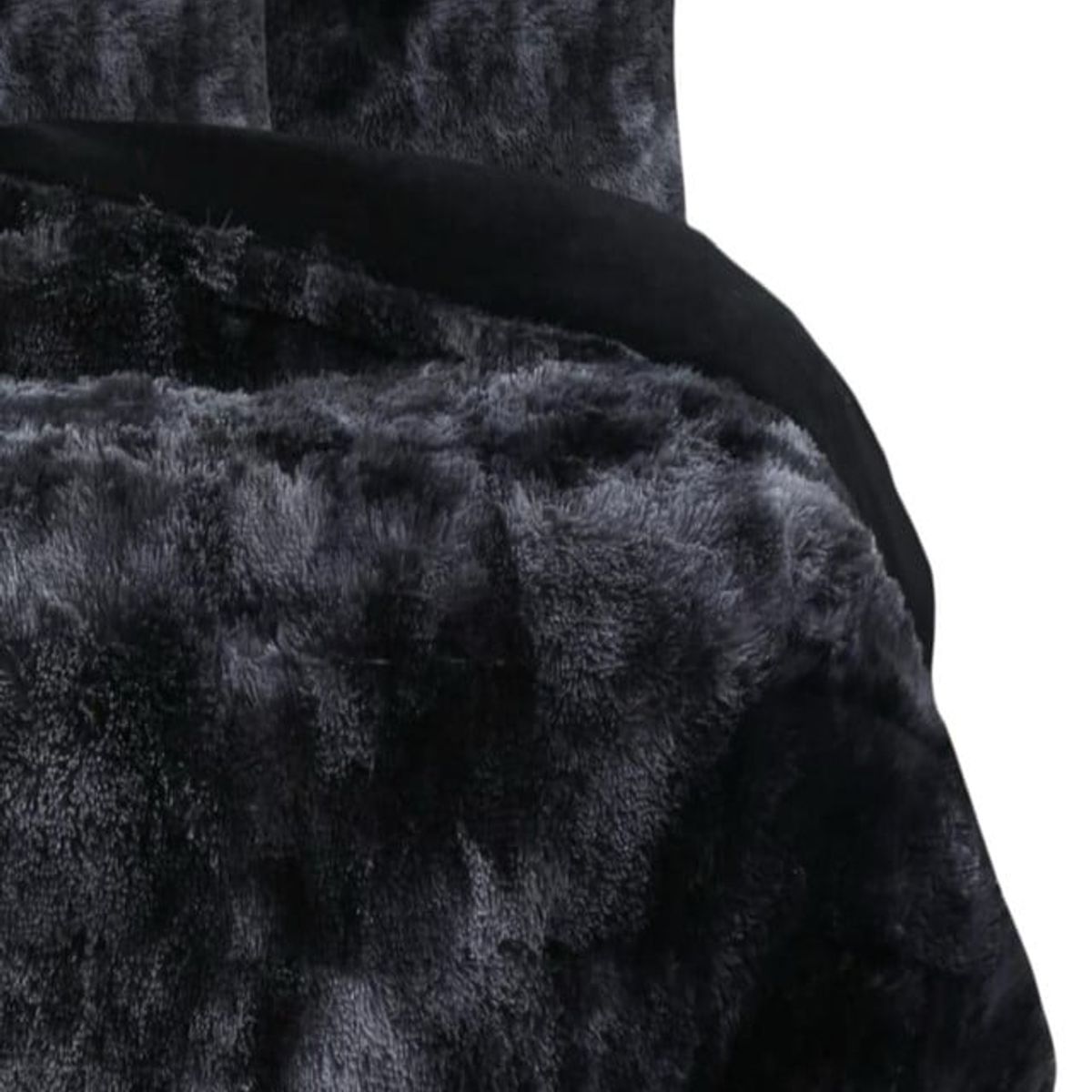 GENERICO - COBERTOR PELUDO INVIERNO  PLAZA Y MEDIA Negro Jaspeado