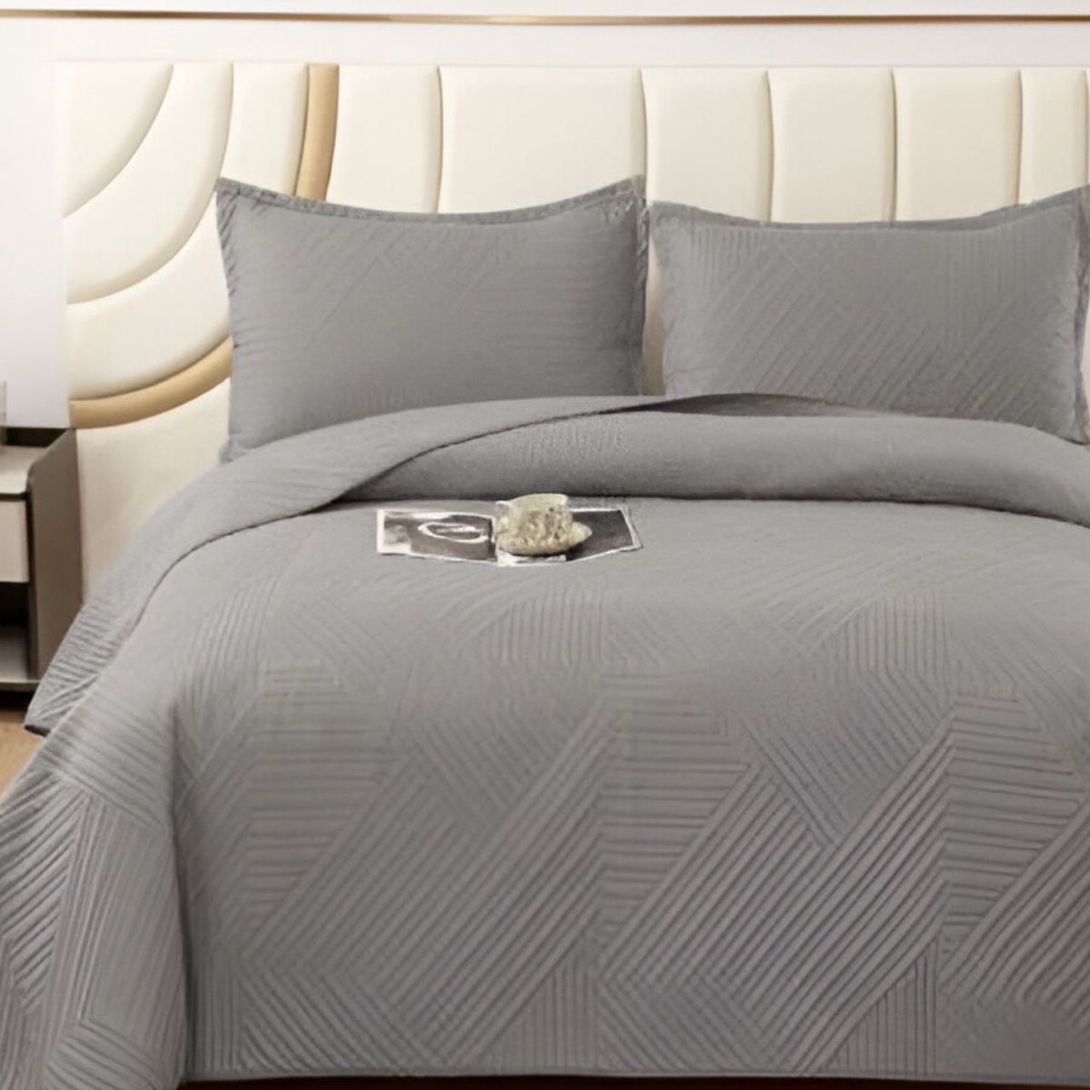 GENERICO - CUBRECAMA QUILT VERANO 2 PLAZAS GRIS