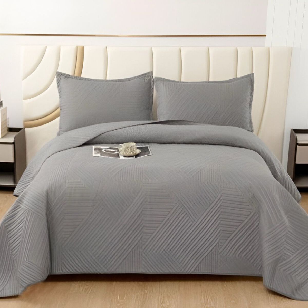 GENERICO - CUBRECAMA QUILT VERANO 2 PLAZAS GRIS