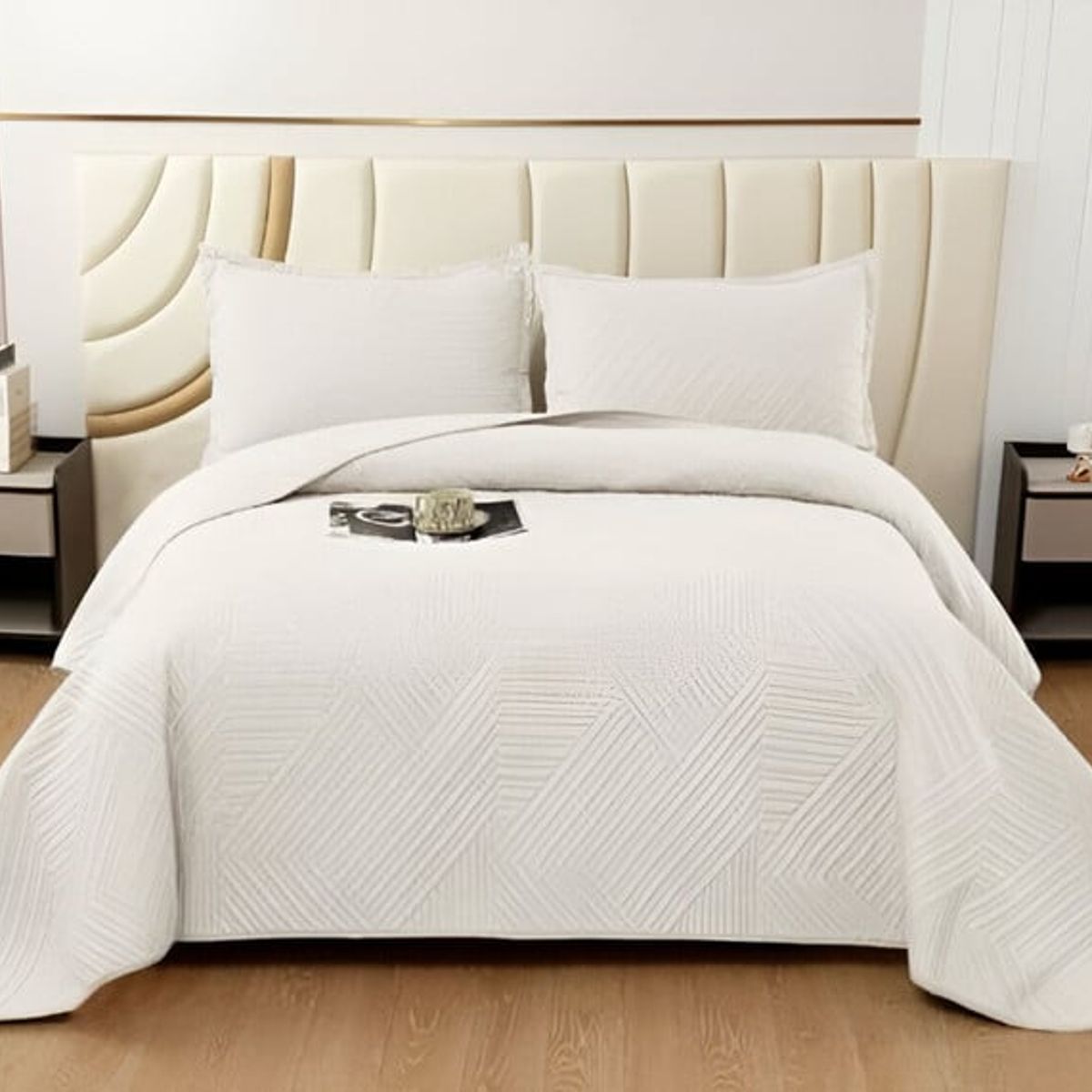 GENERICO - CUBRECAMA QUILT VERANO 2 PLAZAS BLANCO