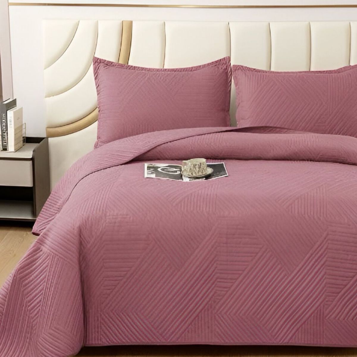 GENERICO - CUBRECAMA QUILT VERANO 2 PLAZAS ROSA