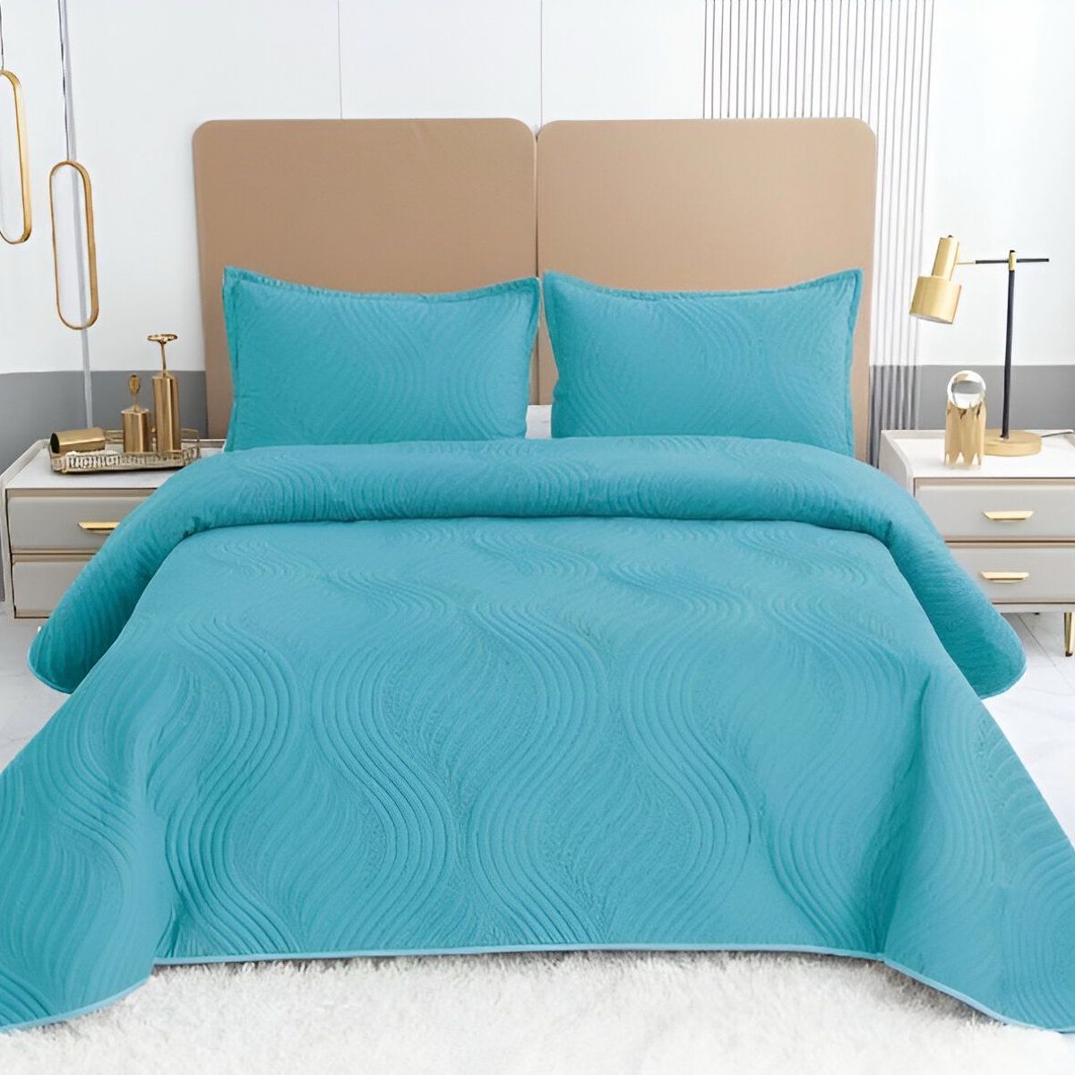 GENERICO - CUBRECAMA QUILT VERANO PLAZA Y MEDIA AZUL