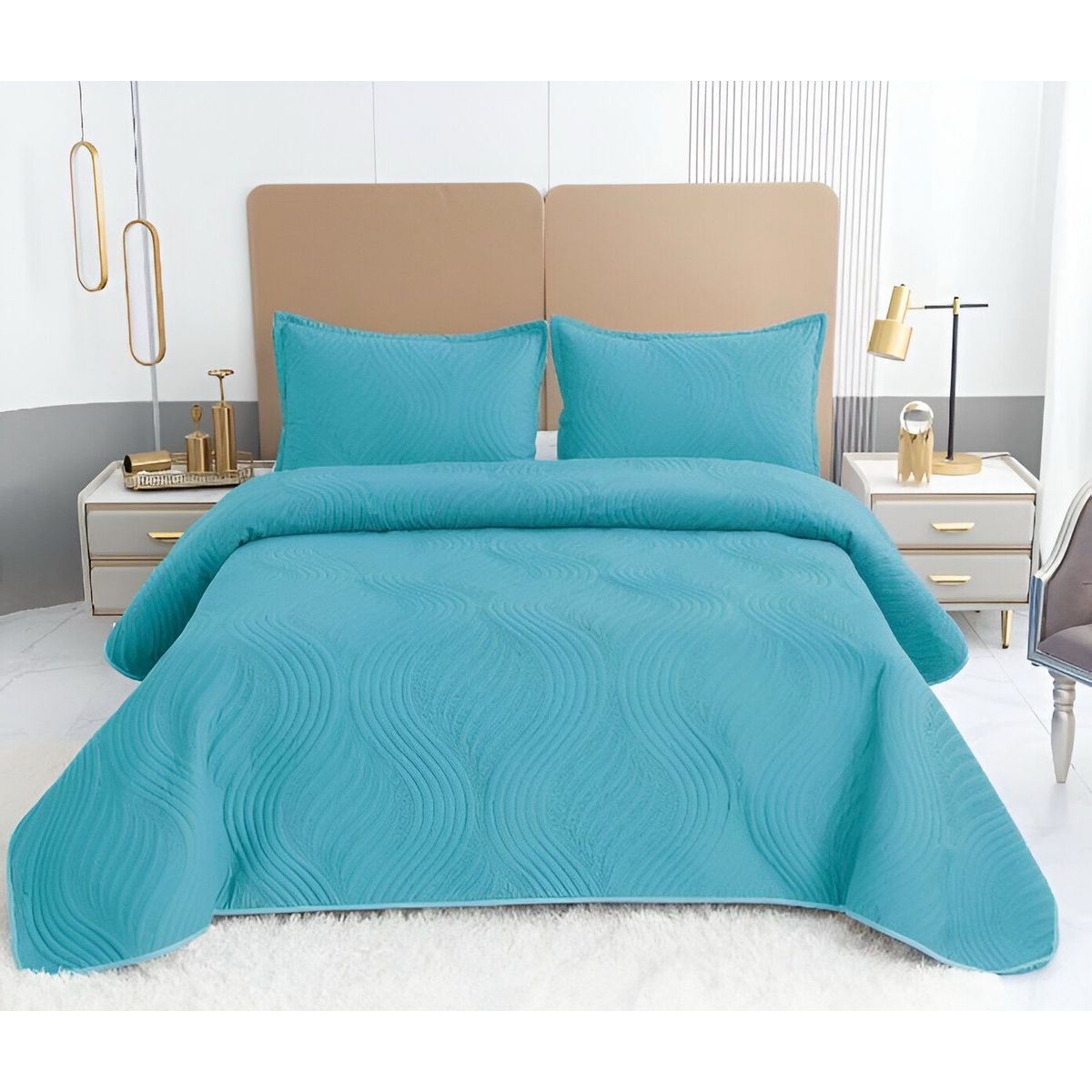 GENERICO - CUBRECAMA QUILT VERANO PLAZA Y MEDIA AZUL