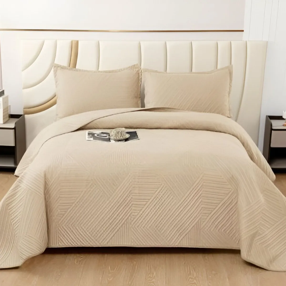 GENERICO - CUBRECAMA QUILT VERANO PLAZA Y MEDIA BEIGE