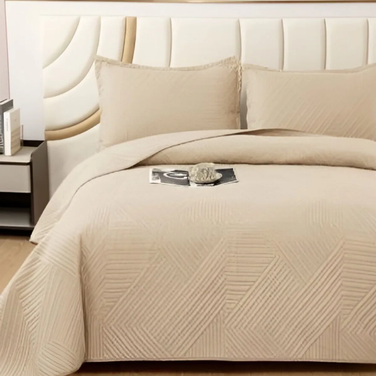 GENERICO - CUBRECAMA QUILT VERANO PLAZA Y MEDIA BEIGE