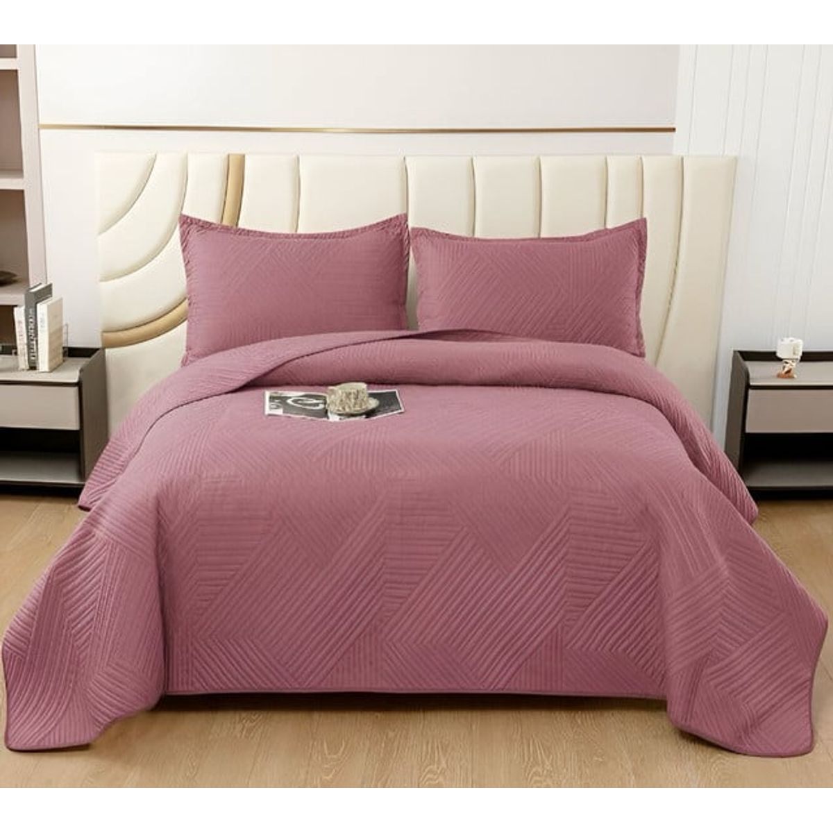 GENERICO - CUBRECAMA QUILT VERANO KING ROSA_.