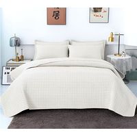 CUBRECAMA QUILT VERANO DISEÑO CUADRILLE 2 PLAZAS BLANCO