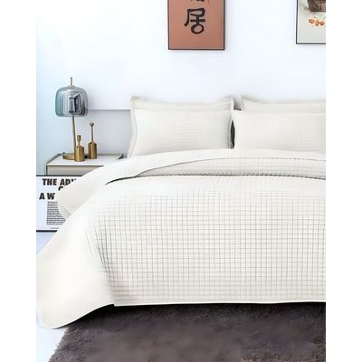 Imagen 2 del producto CUBRECAMA QUILT VERANO DISEÑO CUADRILLE 2 PLAZAS BLANCO
