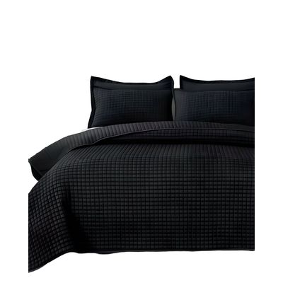 Imagen 2 del producto CUBRECAMA QUILT VERANO DISEÑO CUADRILLE PLAZA Y MEDIA NEGRO