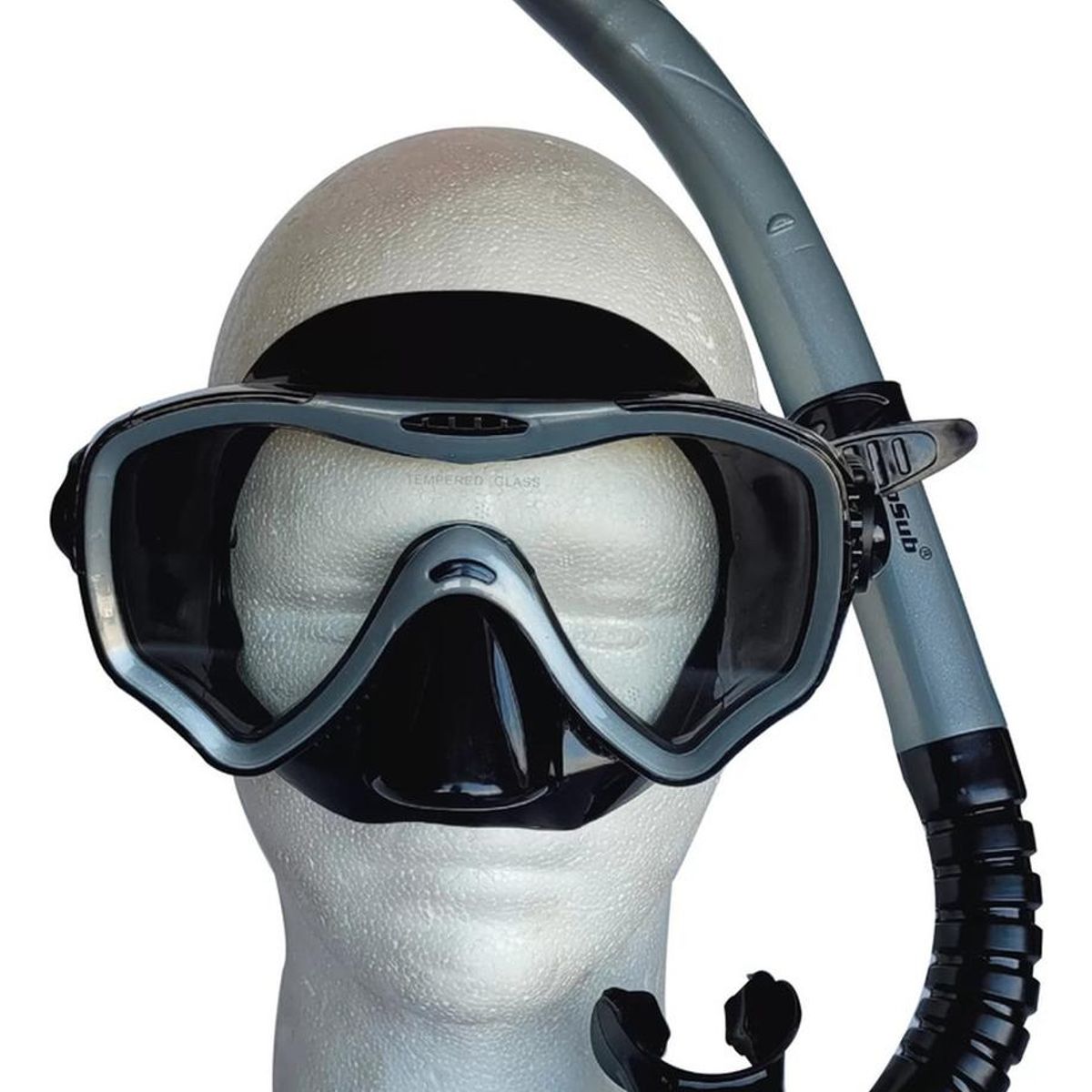 CABOSUB - Kit Buceo Mascara Snorkel Profesional Ajustable Full Vision - Gris