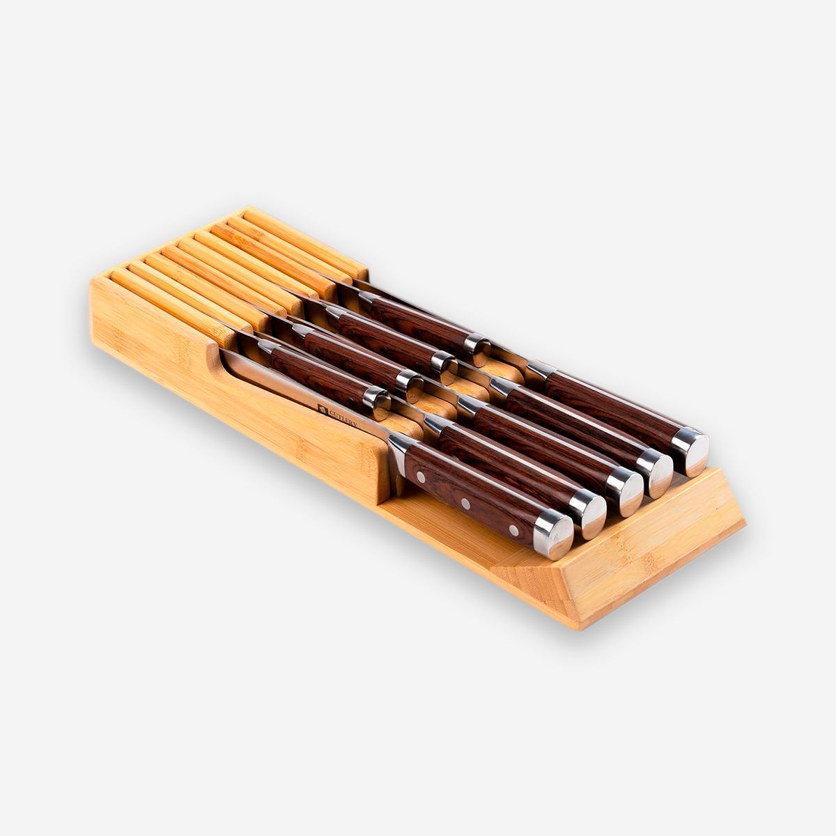 GENERICO - Soporte de cuchillos organizador cajones de cocina de bambú