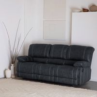 Sofá 3 Cuerpos Reclinable Cuero Viejo Gris Clásico Castle 98023SR4GR