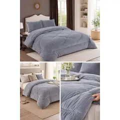 GENERICO - Cubrecama de Invierno Plush con Chiporro 2p Gris TFCS4