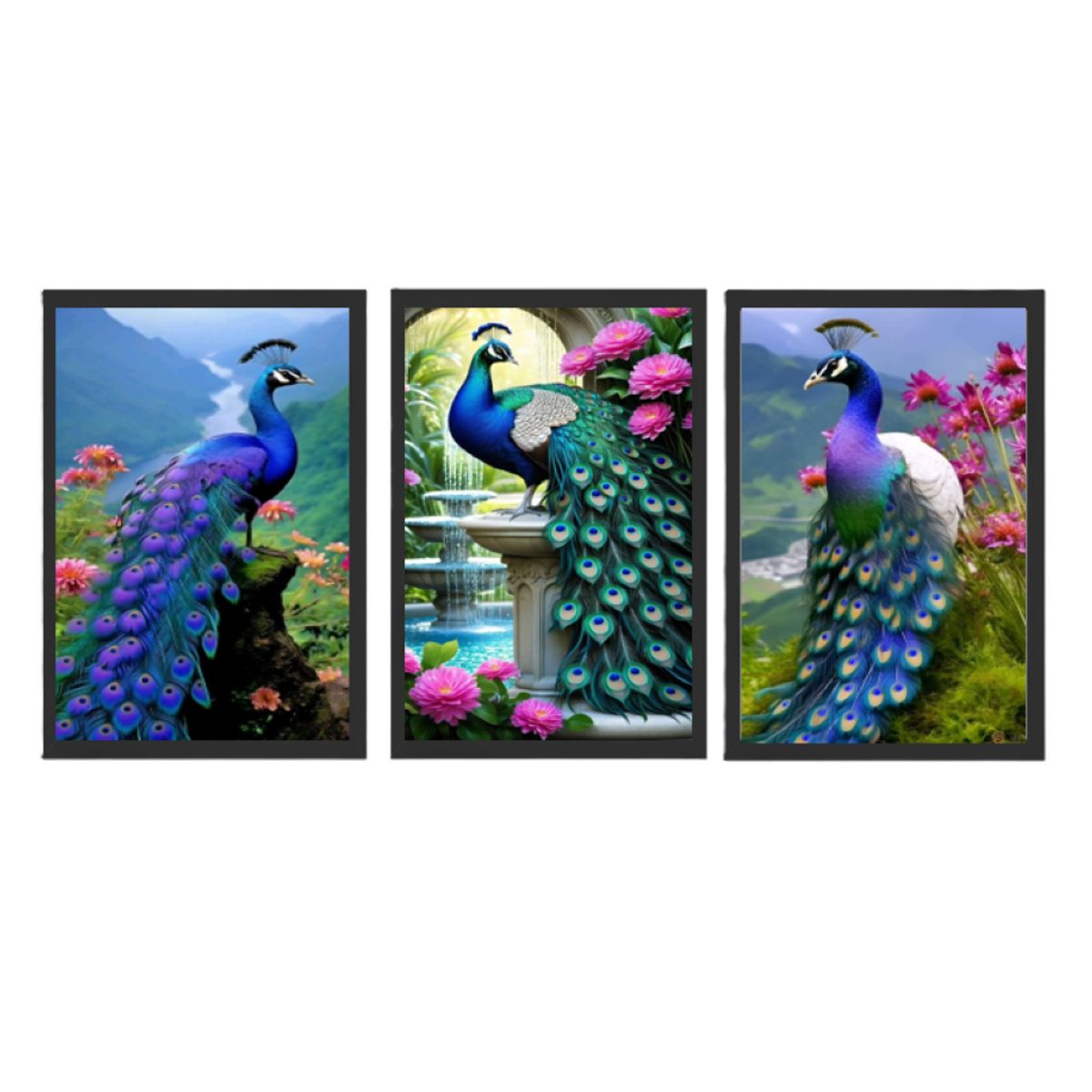 GENERICO - Cuadros decorativos Pavo real Pack X 3 Uds   35X50cm C/u