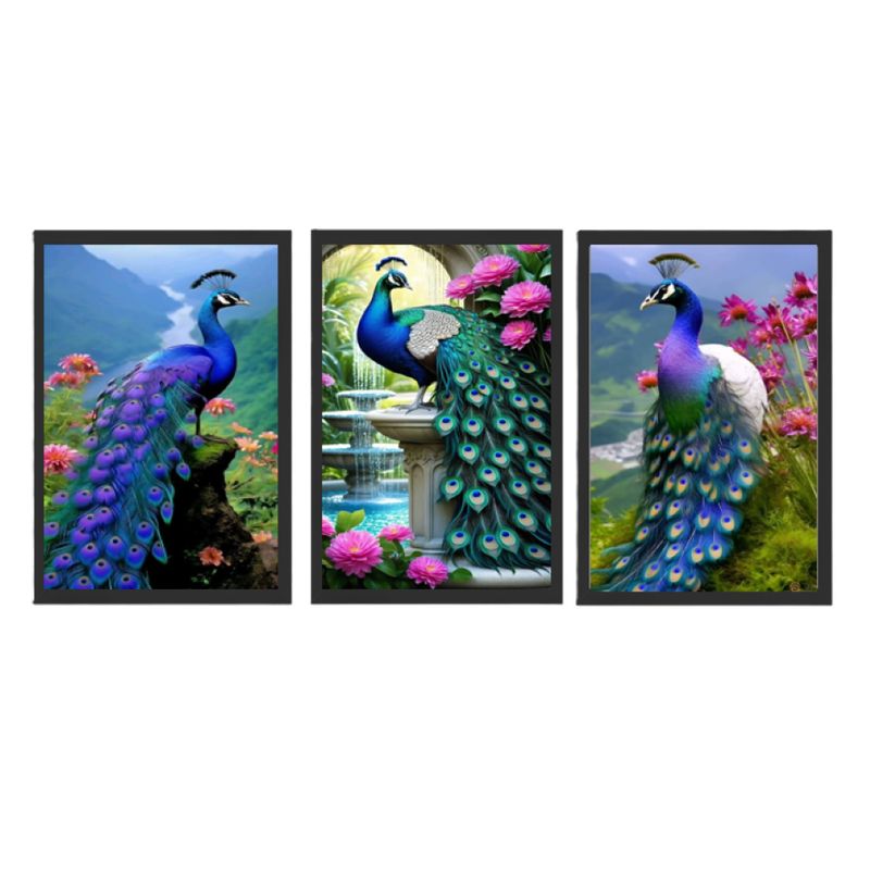GENERICO - Cuadros decorativos Pavo real Pack X 3 Uds   35X50cm C/u